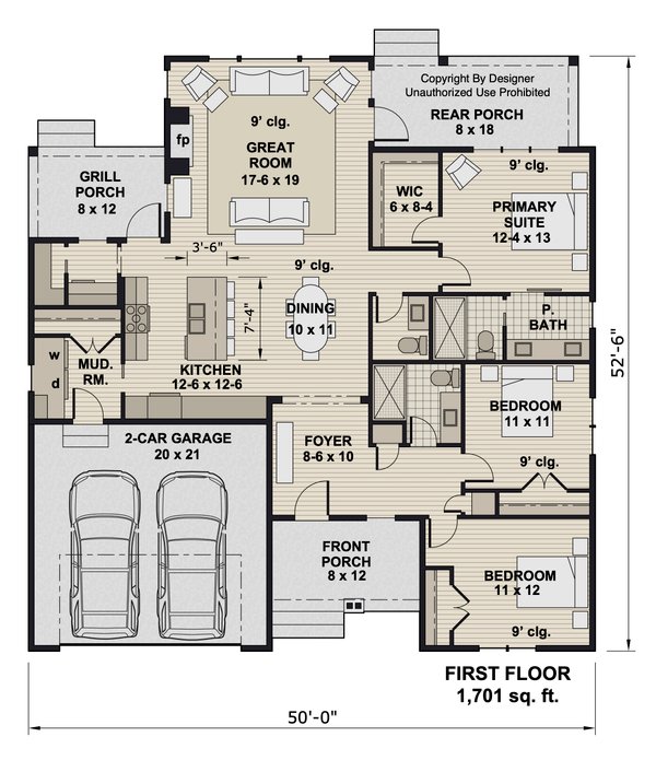 House Blueprint - Beach Floor Plan - Main Floor Plan #51-1396