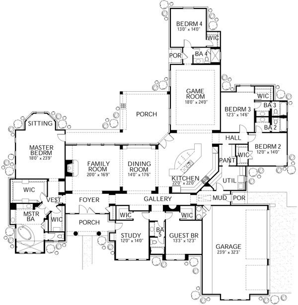 Dream House Plan - Mediterranean Floor Plan - Main Floor Plan #80-213
