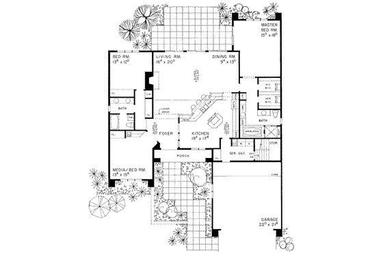 Floor Plan - Main Floor House Plan #72-138 - 3 bed, 2 bath