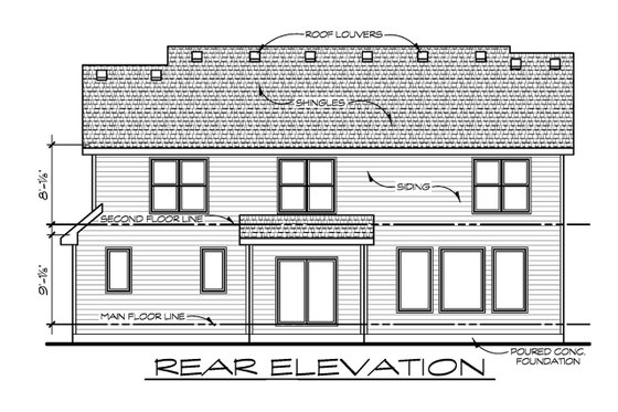 Exterior - Rear Elevation for Craftsman House Plan #20-2400 - 4 bed, 3 bath