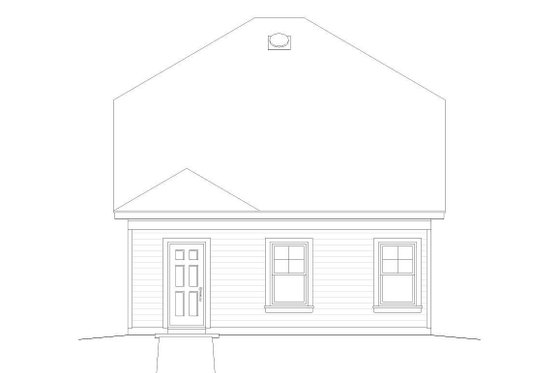 Exterior - Rear Elevation for Bungalow House Plan #932-6 - 3 bed, 2.5 bath