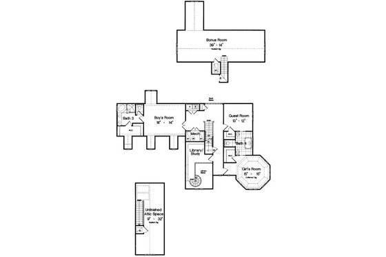 Floor Plan - Upper Floor for Traditional House Plan #417-429 - 4 bed, 4 bath