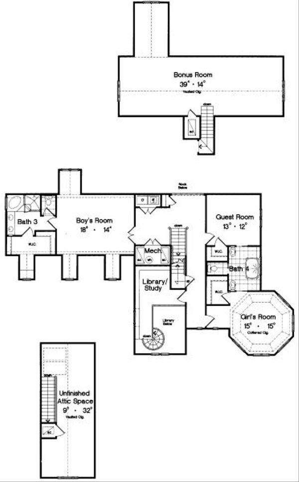 Traditional Floor Plan - Upper Floor Plan #417-429