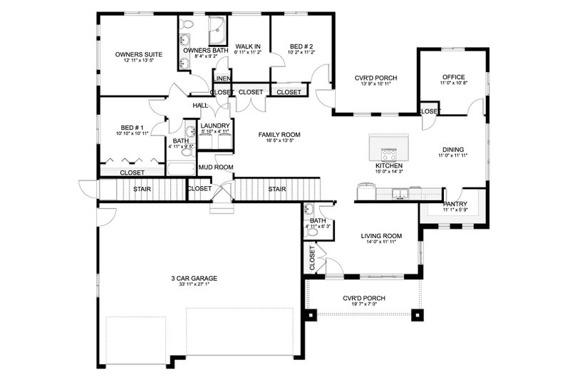Architectural House Design - Floor Plan - Main Floor for Farmhouse House Plan #1060-247 - 3 bed, 3.5 bath