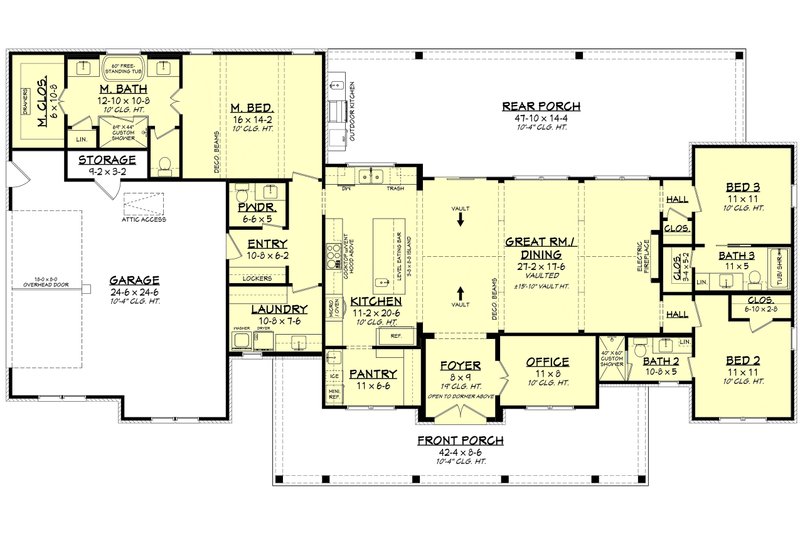 Dream House Plan - Floor Plan - Main Floor for Farmhouse House Plan #430-421 - 3 bed, 3.5 bath