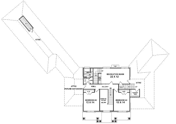 Colonial Floor Plan - Upper Floor Plan #81-389