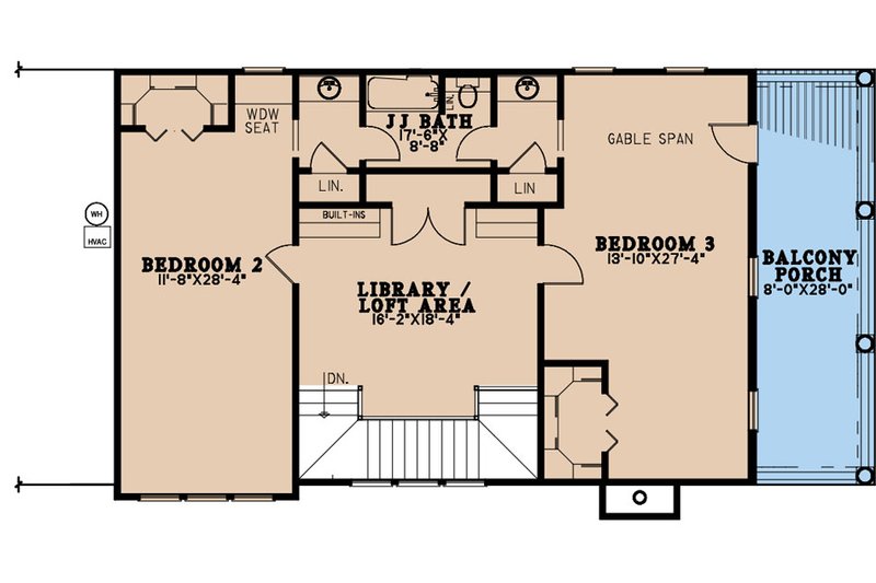 Architectural House Design - Floor Plan - Upper Floor for Colonial House Plan #923-236 - 3 bed, 2 bath