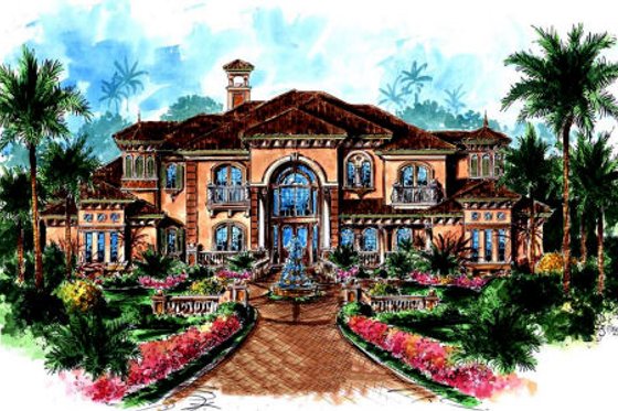 Exterior - Other Elevation for Mediterranean House Plan #27-216 - 5 bed, 5.5 bath