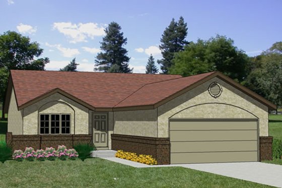 Exterior - Front Elevation for Ranch House Plan #116-150 - 3 bed, 2 bath