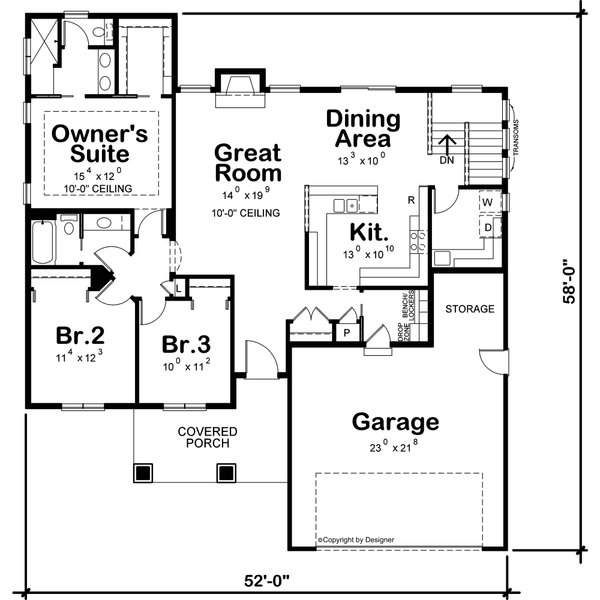 House Blueprint - Traditional Floor Plan - Main Floor Plan #20-2583