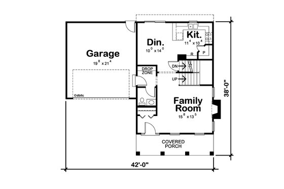 Floor Plan - Main Floor for Farmhouse House Plan #20-2564 - 4 bed, 2.5 bath