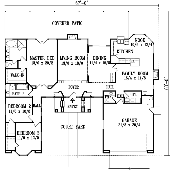 Adobe / Southwestern Floor Plan - Main Floor Plan #1-895