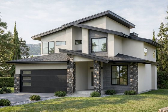 Exterior - Front Elevation for Contemporary House Plan #1100-75 - 3 bed, 2.5 bath