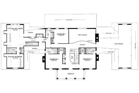 Floor Plan - Upper Floor for Classical House Plan #137-113 - 4 bed, 4 bath