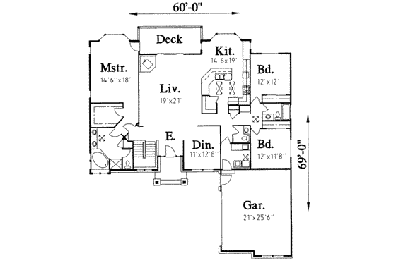 Floor Plan - Main Floor House Plan #303-308 - 3 bed, 2.5 bath
