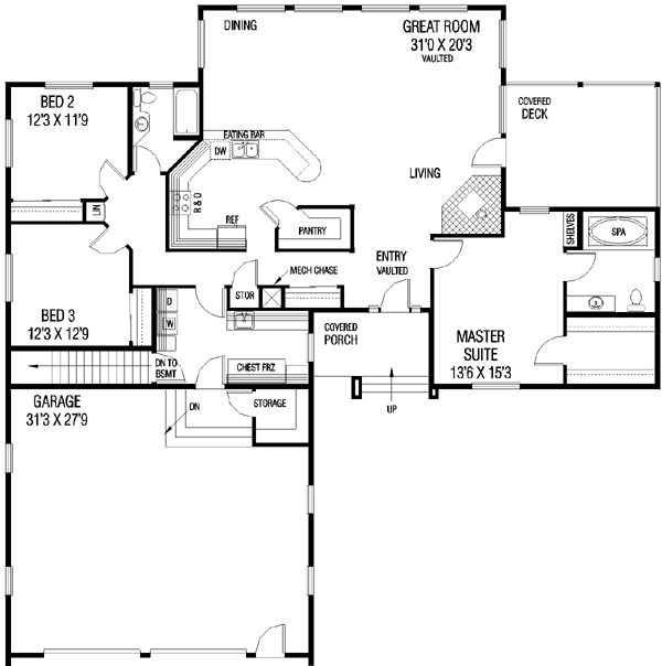 House Blueprint - Traditional Floor Plan - Main Floor Plan #60-432