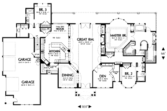 Floor Plan - Main Floor for Traditional House Plan #48-347 - 3 bed, 4 bath