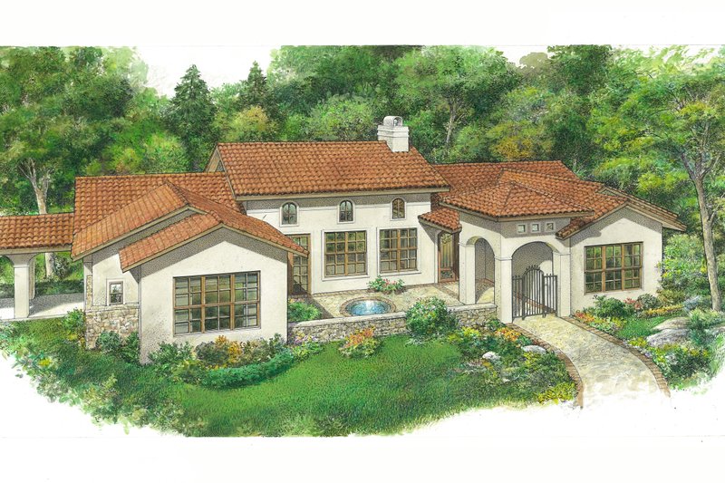 Architectural House Design - Adobe / Southwestern Exterior - Front Elevation Plan #140-191