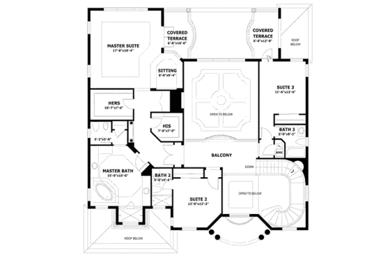 Floor Plan - Upper Floor for Mediterranean House Plan #420-149 - 4 bed, 3.5 bath