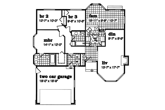 Floor Plan - Main Floor for Traditional House Plan #47-346 - 3 bed, 2 bath