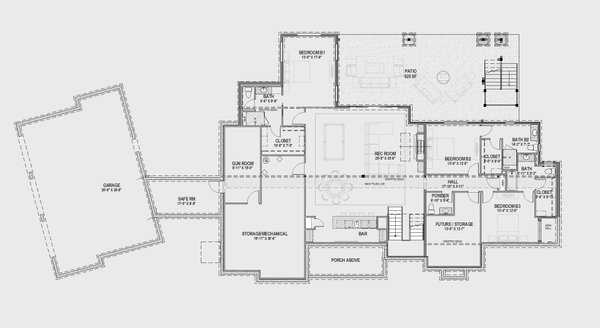 Dream House Plan - Tudor Floor Plan - Lower Floor Plan #1069-37