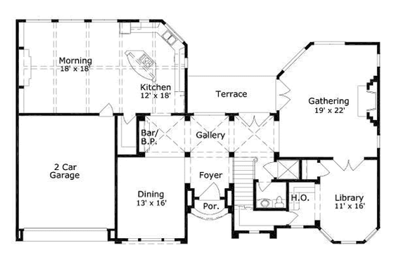 Floor Plan - Main Floor for Mediterranean House Plan #411-194 - 4 bed, 4 bath