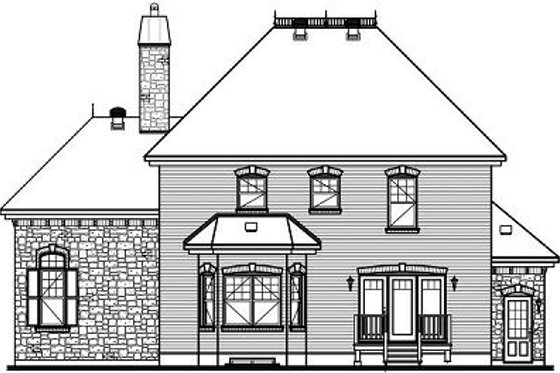 Exterior - Rear Elevation for European House Plan #23-806 - 3 bed, 2 bath