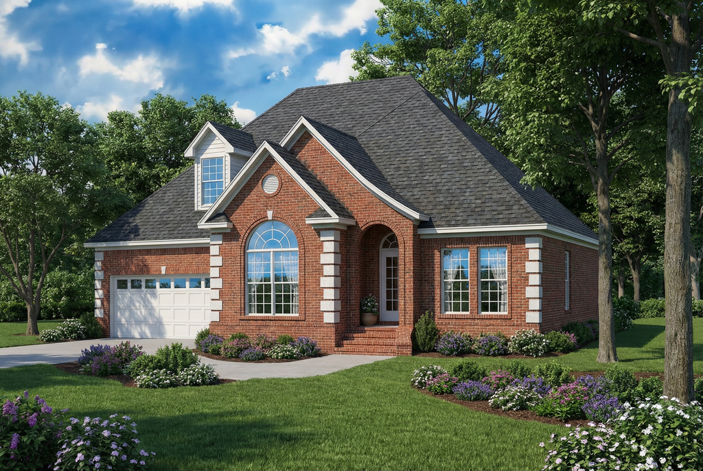 Exterior - Front Elevation 2 for European House Plan #17-267 - 3 bed, 2.5 bath