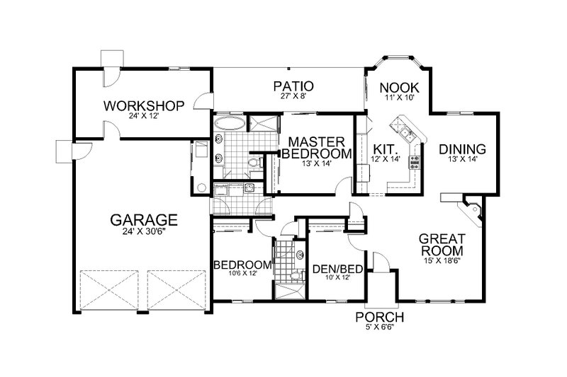 Dream House Plan - Floor Plan - Main Floor for Traditional House Plan #112-198 - 3 bed, 2 bath