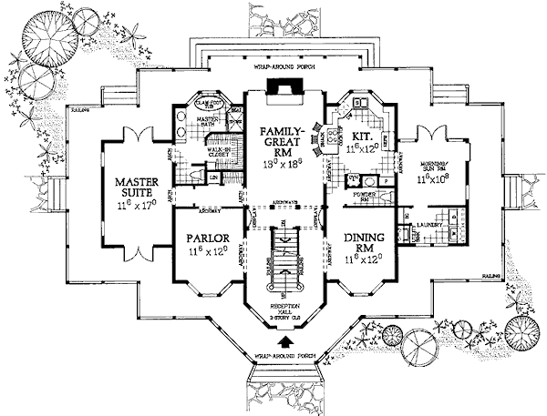 House Design - Country Floor Plan - Main Floor Plan #72-155