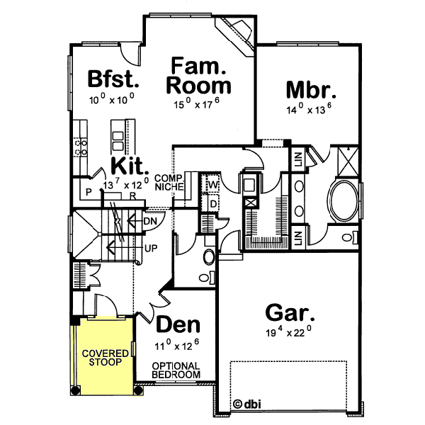 Architectural House Design - Bungalow Floor Plan - Main Floor Plan #20-1230