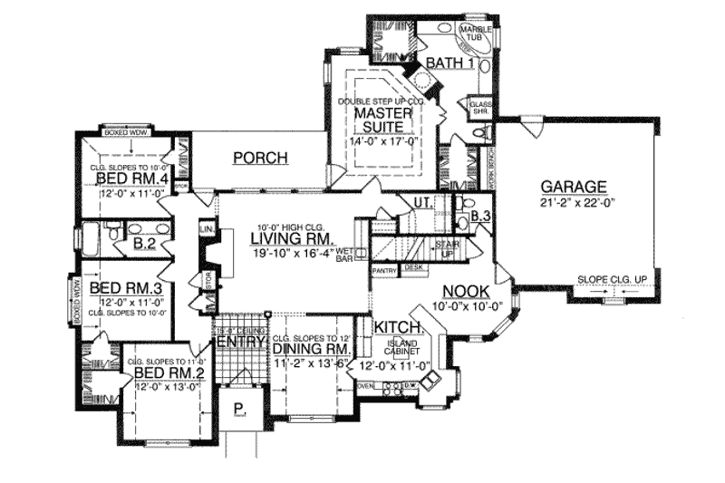 Home Plan - Floor Plan - Main Floor for European House Plan #40-148 - 4 bed, 2.5 bath