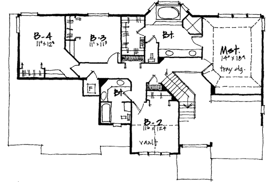 Floor Plan - Upper Floor for Traditional House Plan #308-178 - 4 bed, 2.5 bath