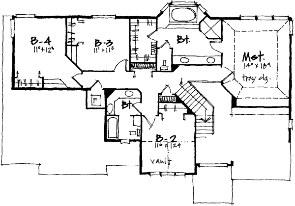 Traditional Floor Plan - Upper Floor Plan #308-178