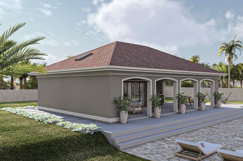 Dream House Plan - Exterior - Other Elevation 1 for Mediterranean House Plan #455-473, 2 bath
