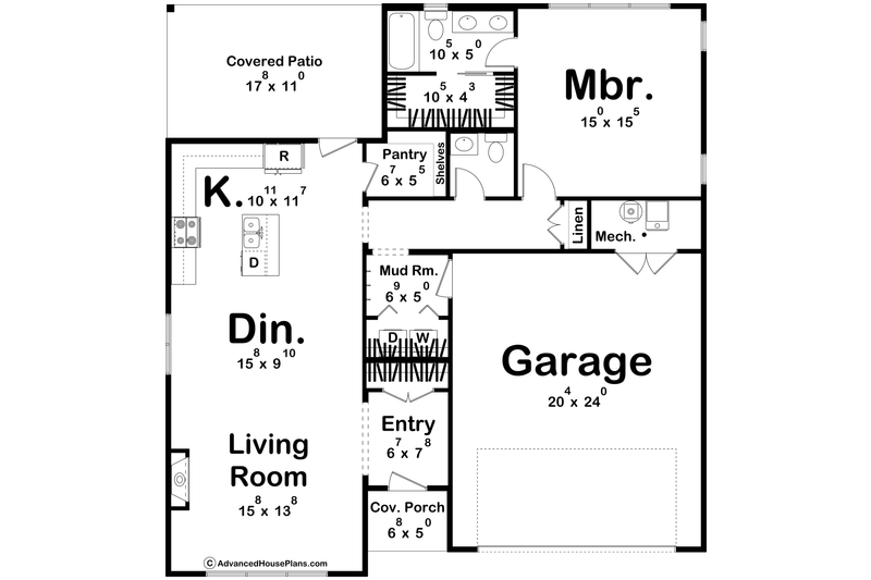 Architectural House Design - Floor Plan - Main Floor for Traditional House Plan #455-718 - 1 bed, 2.5 bath