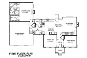 Floor Plan - Main Floor for Colonial House Plan #446-1 - 4 bed, 2.5 bath