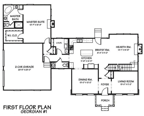 Colonial Floor Plan - Main Floor Plan #446-1