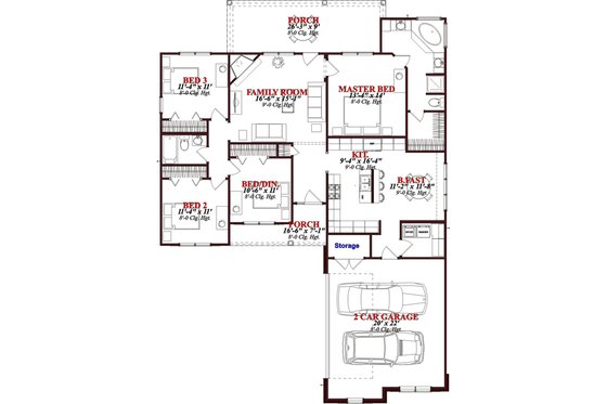 Floor Plan - Main Floor for Traditional House Plan #63-263 - 4 bed, 2 bath