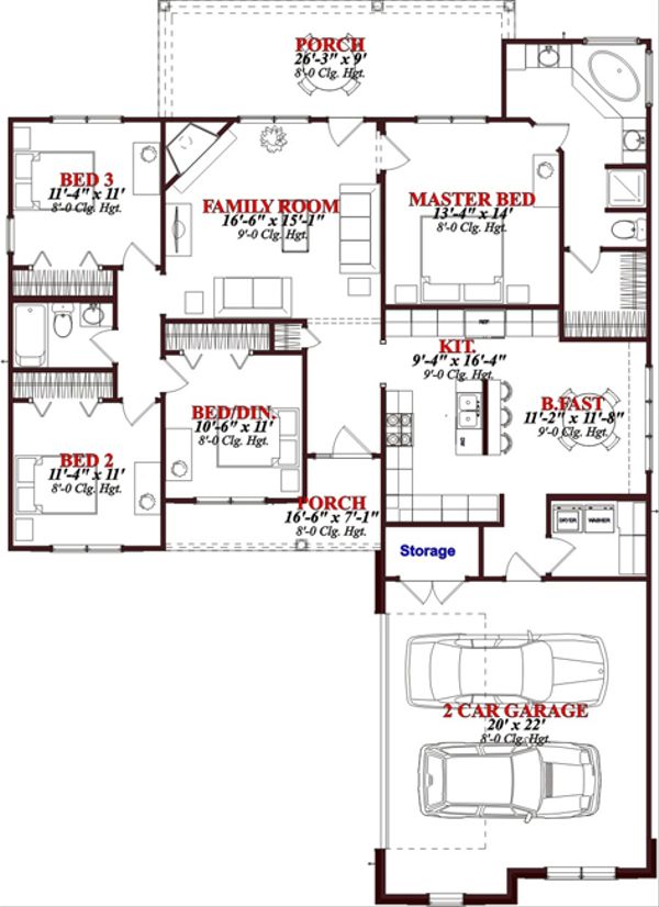 Traditional Floor Plan - Main Floor Plan #63-263