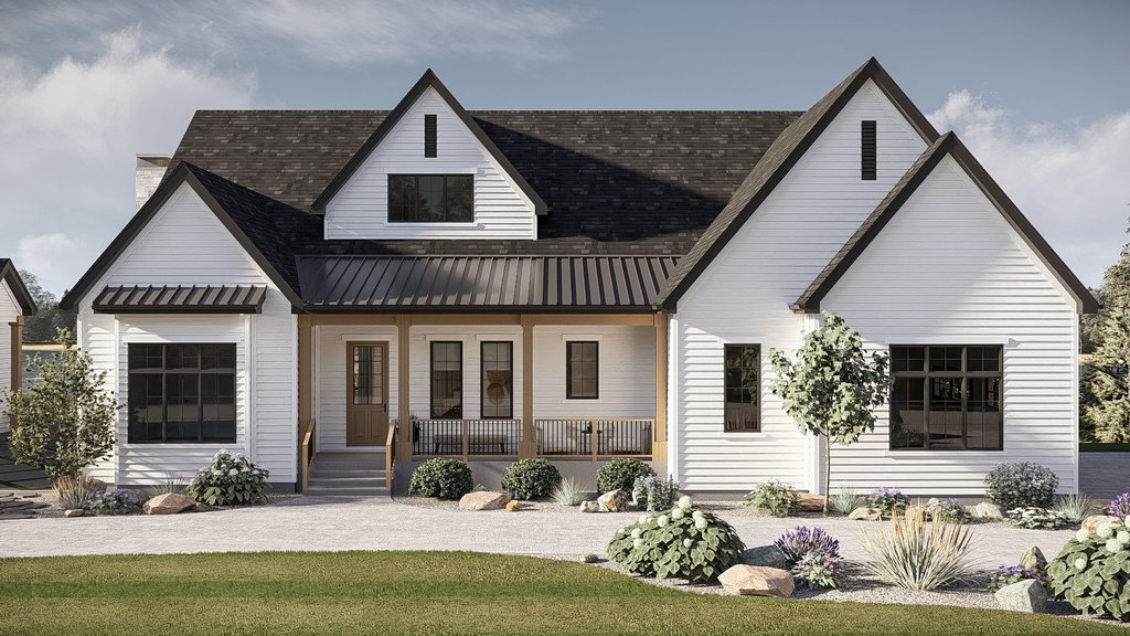 Exterior - Front Elevation 5 for Traditional House Plan #455-787 - 4 bed, 4 bath