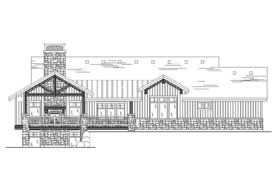 Exterior - Rear Elevation for Ranch House Plan #5-243 - 3 bed, 3.5 bath