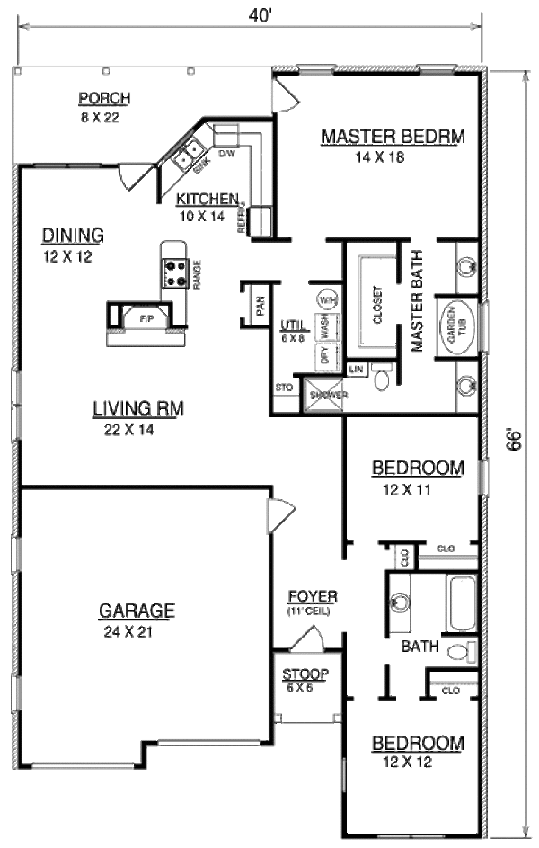 European Style House Plan - 3 Beds 2 Baths 1745 Sq/Ft Plan #14-233 ...