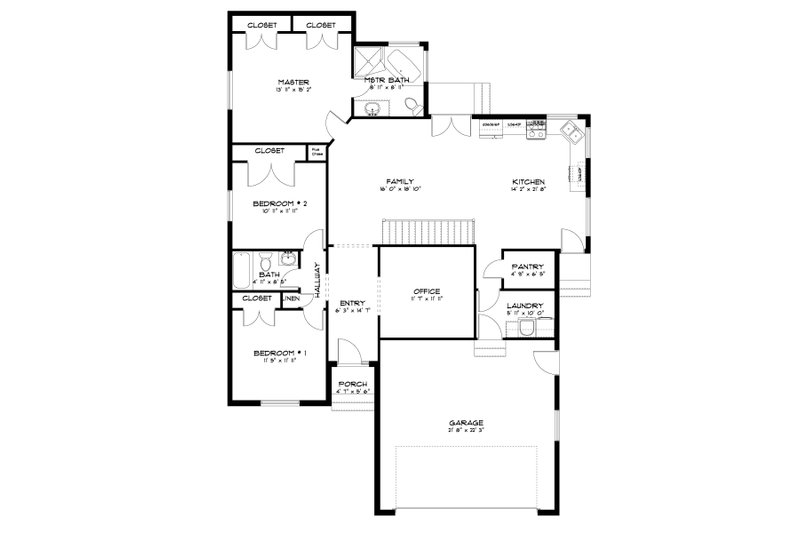House Blueprint - Floor Plan - Main Floor for Cottage House Plan #1060-177 - 3 bed, 2 bath