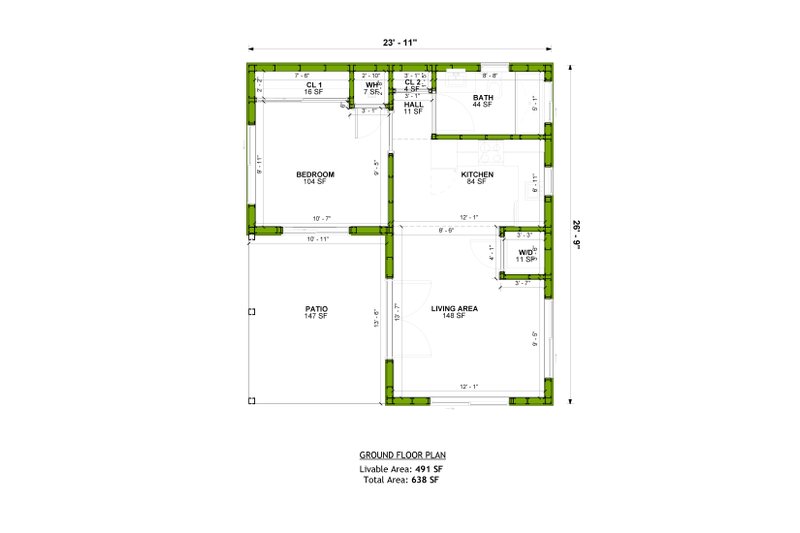 House Blueprint - Floor Plan - Main Floor for Cabin House Plan #1106-115 - 1 bed, 1 bath