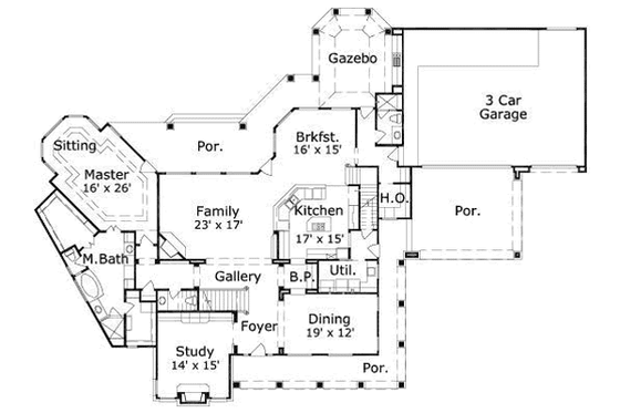 Floor Plan - Main Floor for Country House Plan #411-198 - 4 bed, 4.5 bath