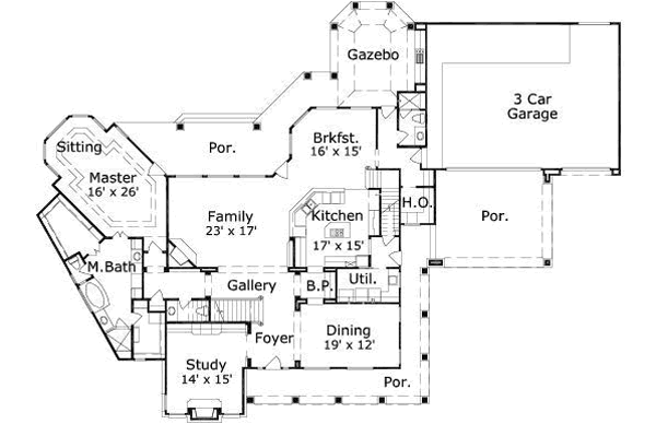 Country Floor Plan - Main Floor Plan #411-198
