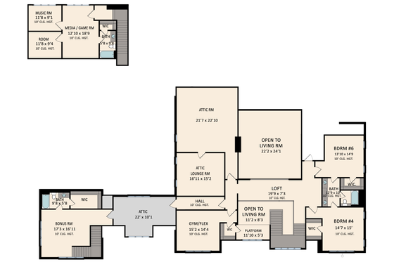 Floor Plan - Upper Floor for Country House Plan #1081-40 - 5 bed, 7.5 bath