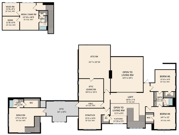 Country Floor Plan - Upper Floor Plan #1081-40