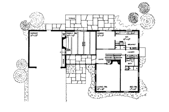 Floor Plan - Main Floor for Traditional House Plan #72-201 - 4 bed, 3 bath